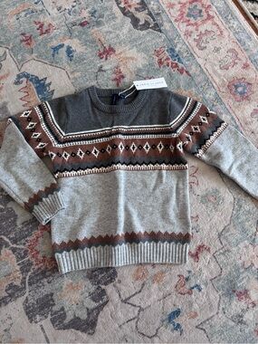 Janie and Jack Fair Isle Crewneck Sweater NWT